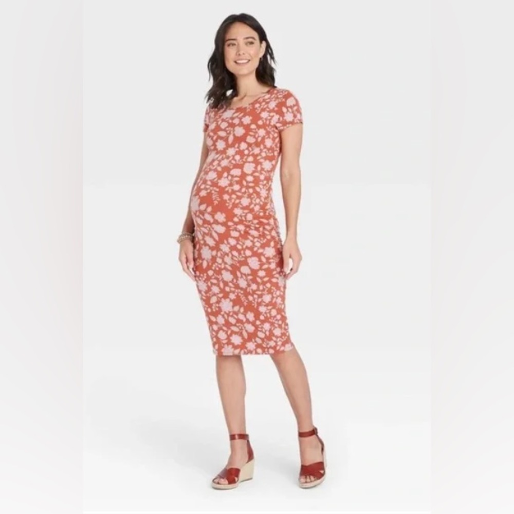 NWT Isabel orange maternity dress with flowers
